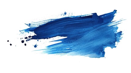 blue paint brush strokes in watercolor isolated against transparent