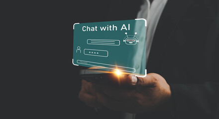 Ai technology, Artificial Intelligence. man using technology smart robot AI, artificial...