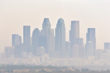 A dense haze hangs over the city skyline, a visual representation of the growing concern for air quality in urban environments