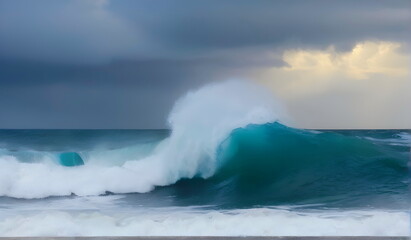 Naklejka premium Beautiful sea waves in sunset