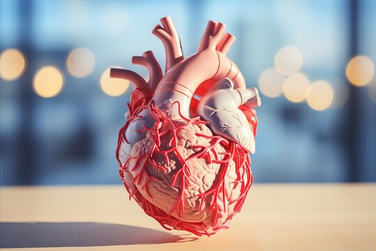 Detailed Medical Themed 3D Human Heart Illustration - Ideal for Medical Graphics and Education