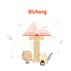 Vector illustration of the concept of history.  History