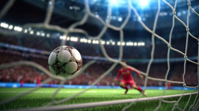 nail-biting tension of a penalty shootout in a championship soccer match generative ai