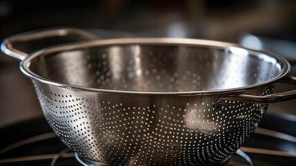 stainless steel colander with fine mesh for straining delicate ingredients generative ai - obrazy, fototapety, plakaty