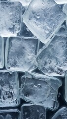 Close Up Photo of Ice Cubes, floating, bright lights, neon, abstract background wallpaper, design, graphic elements, macro photograph