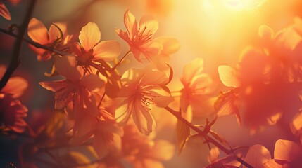 Beautiful light flowers background, copy space. Generative AI