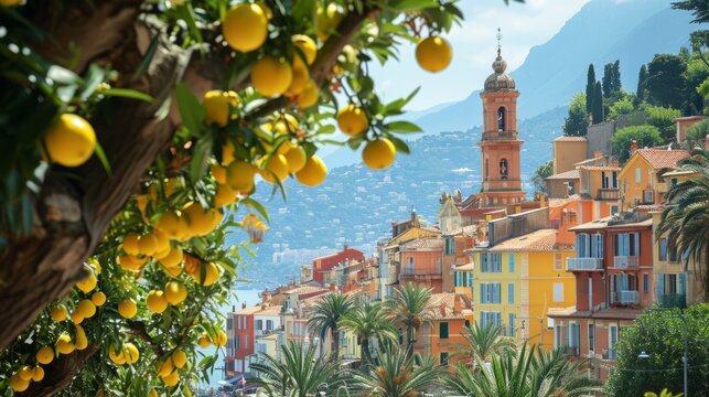 Menton french city. Generative AI