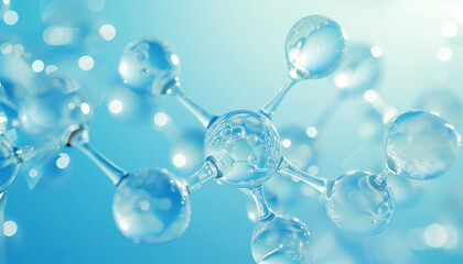 Crystal Clarity: A 3D Molecular Structure Visualization with a Focus on the Serene Beauty of Water Molecules