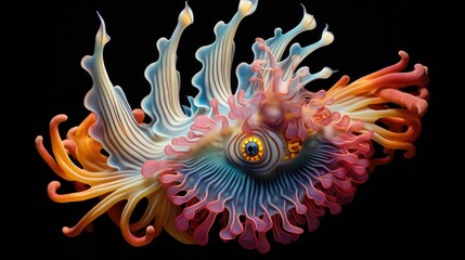 Fototapeta na wymiar depiction of a nudibranch displaying its intricate and colorful patterns generative ai