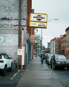 Alex Quick Mart & Rolandos Diner vintage signs in Binghamton, New York