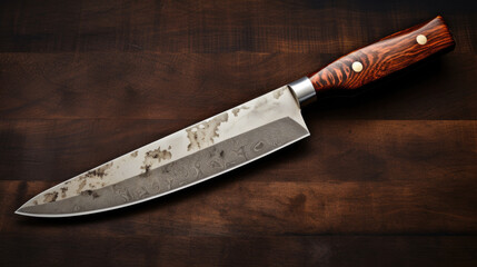 chef's knife with precision steel blade and ergonomic handle generative ai