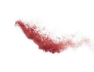 Red metallic glitter sparkle explosion in air. Red Glitter sand spark blink celebrate Chinese new...