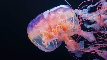 fascinating jellyfish pulsing in the dark depths. generative ai