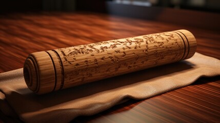 Fototapeta na wymiar A chef's rolling pin, showing the smooth wood craftsmanship. generative ai