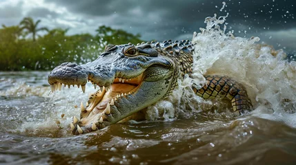 Fototapeten crocodile in the water © ding