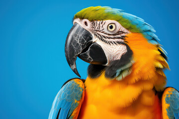 Fototapeta premium Vibrant Colors of the Exotic: A Beautiful Blue-and-Yellow Macaw Parrot in Lush Tropical Nature