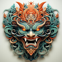 artwork monster ninja head vector style 2d