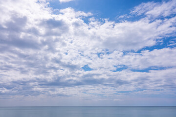 Naklejka na ściany i meble Tropical sea beach landscape blue sky white clouds background,Summer sea beach background