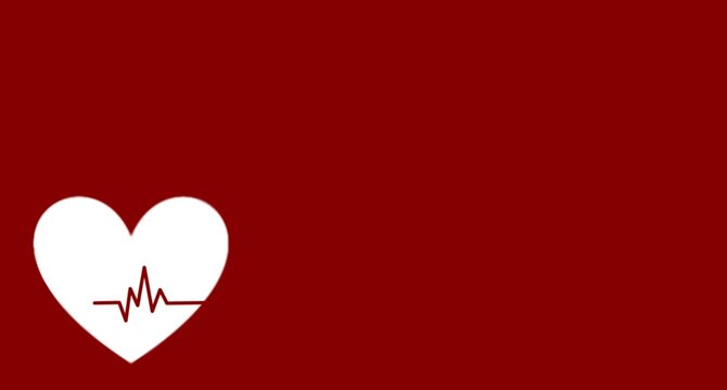 simple red background for medical and healthcare concept. white heart with heartbeat icon.