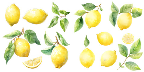 Watercolor lemon clipart for graphic resources  - obrazy, fototapety, plakaty