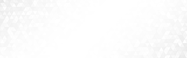 Triangle background. Abstract white texture for banner, poster or website. Triangular wide template. Neutral mosaic with smooth gradient. Vector illustration