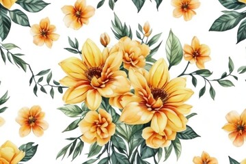 yellow flowers watercolor seamless patterns Generative AI
