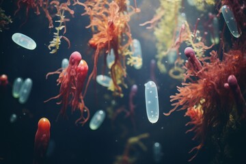 A colorful array of bacteria, the unseen inhabitants of our world, playing their vital role in ecosystems Ai Generative - obrazy, fototapety, plakaty