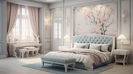 Fototapeta premium Design of large modern room in Provencal style. Luxury apartments.