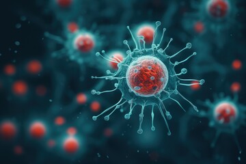 Virus multiplying within a cell on the microscopic level Ai generative
