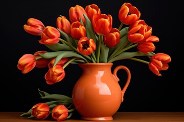 Orange arrangement of tulips is shown Ai Generative