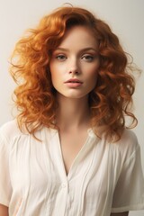 Fototapeta premium Beautiful woman from 70s Ai Generative