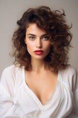 Fototapeta premium Beautiful woman from 80s Ai Generative