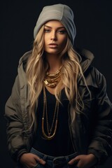 Beautiful woman in hip-hop style Ai generative