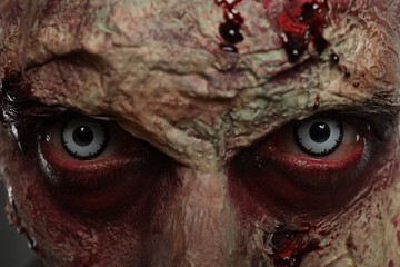Closeup view of scary zombie. Halloween monster