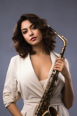 Beautiful woman in jazz style Ai generative