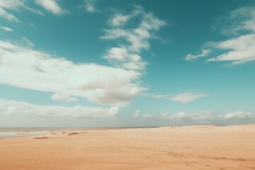 Fototapeta na wymiar Sand beach and blue sky Ai Generative