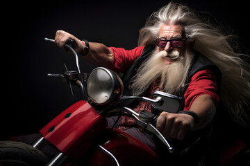 funny retirement concept - senior man riding motorbike