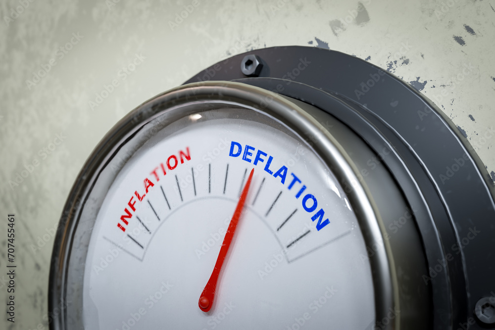Aufkleber a concept that indicates that inflation is turning into deflation.,3d rendering