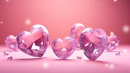 Sparkling heart shaped diamond valentine background