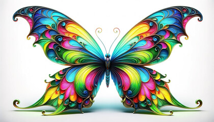 An artistic rendering of a butterfly with ornate wings - Generative AI