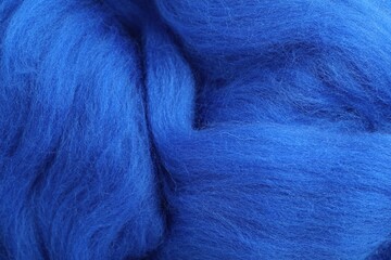 Blue felting wool as background, closeup view - obrazy, fototapety, plakaty