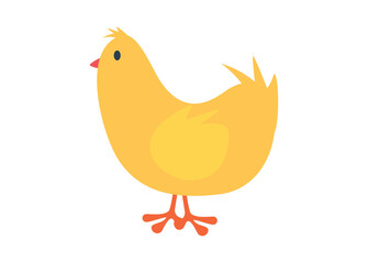 Cute yellow chick. Side view. Simple flat illustration.