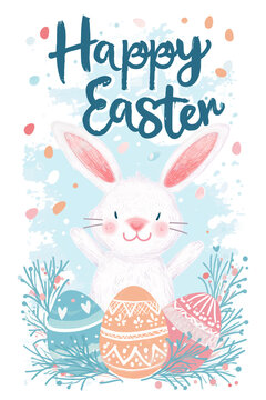 Happy Easter greeting card. AI Generative