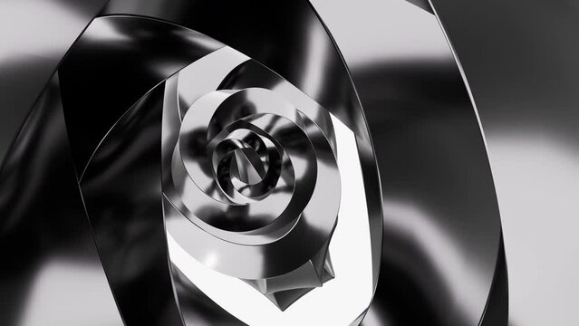 Abstract metal ring and curve background, 3d rendering.
