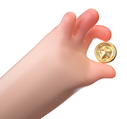 3D hand holding a coin