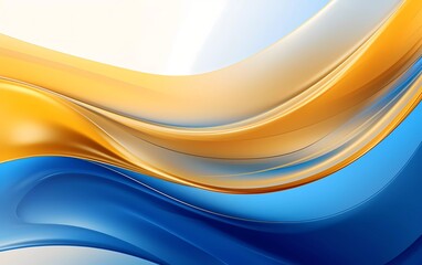 abstract blue and yellow gold fluid wave background. generative ai