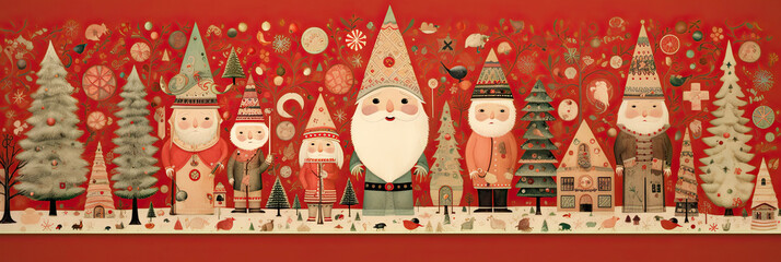 Christmas banner on red background