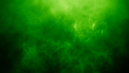 Abstract green smoke misty fog on isolated black background. Texture overlays. Paranormal mystic smoke, clouds for movie scenes. - obrazy, fototapety, plakaty