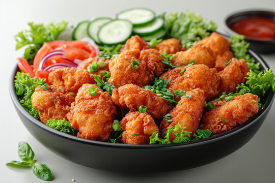 Delicious Crispy Fired Chicken In A Colorful Background