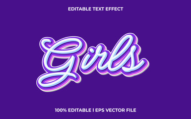 Girl editable font. typography template text effect. lettering vector illustration logo